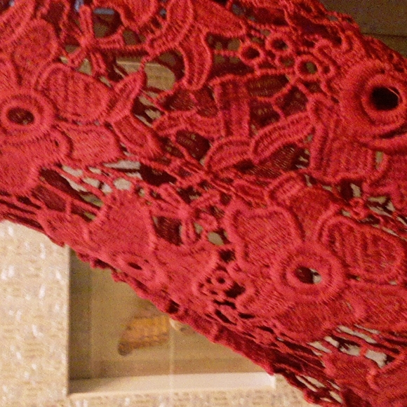 Boho peasant top embroidered  lace sleeve  😍 xs womens rusted red color - Picture 6 of 8